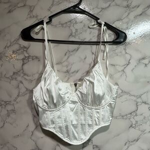 Missguided Sayin White Corset Top Size 4